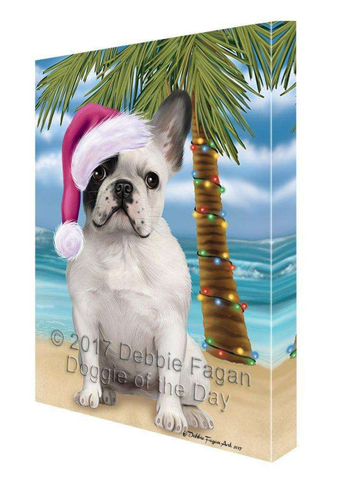 Christmas Happy Holidays Summer Time French Bulldog Beach Print on Canvas Wall Art CVS1557