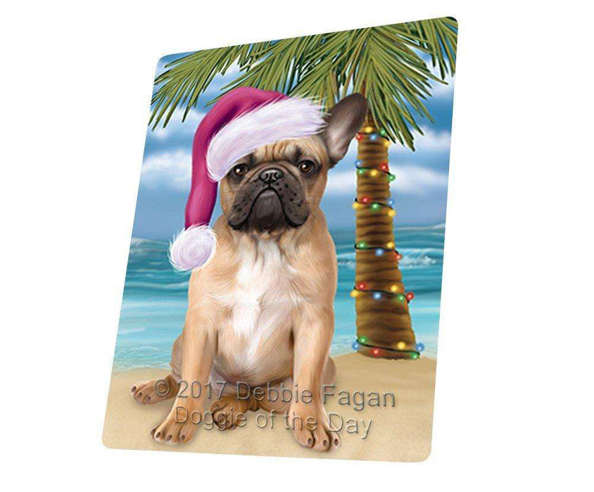 Christmas Happy Holidays Summer Time French Bulldog on Beach Wearing Santa Hat Cutting Board CUTB540