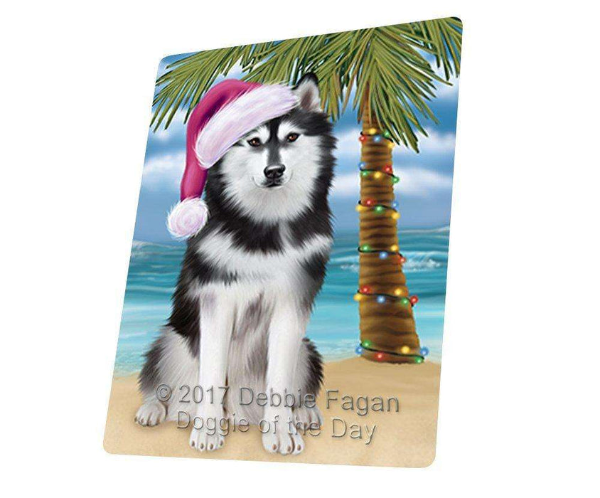Christmas Happy Holidays Summer Time Husky Dog on Beach Wearing Santa Hat Cutting Board CUTB549