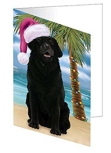 Christmas Happy Holidays Summer Time Labrador Dog on Beach Handmade Artwork Assorted Pets Greeting Cards and Note Cards with Envelopes for All Occasions and Holiday Seasons GCD2045