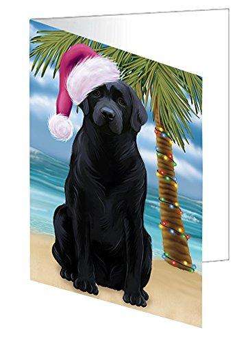 Christmas Happy Holidays Summer Time Labrador Dog on Beach Handmade Artwork Assorted Pets Greeting Cards and Note Cards with Envelopes for All Occasions and Holiday Seasons GCD2050