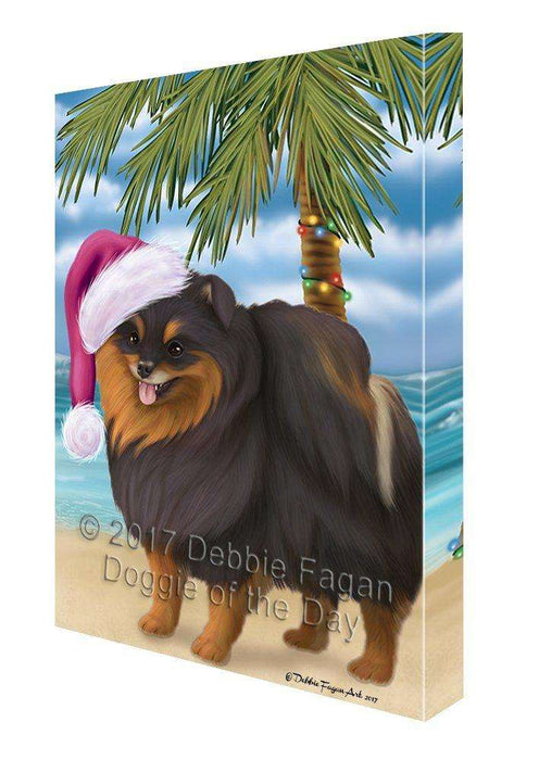Christmas Happy Holidays Summer Time Pomeranian Spitz Beach Dog Print on Canvas Wall Art CVS1701