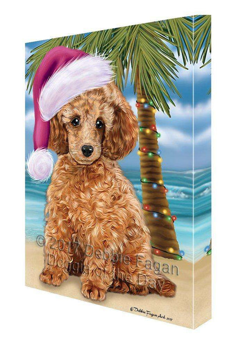 Christmas Happy Holidays Summer Time Poodle Beach Dog Print on Canvas Wall Art CVS1710