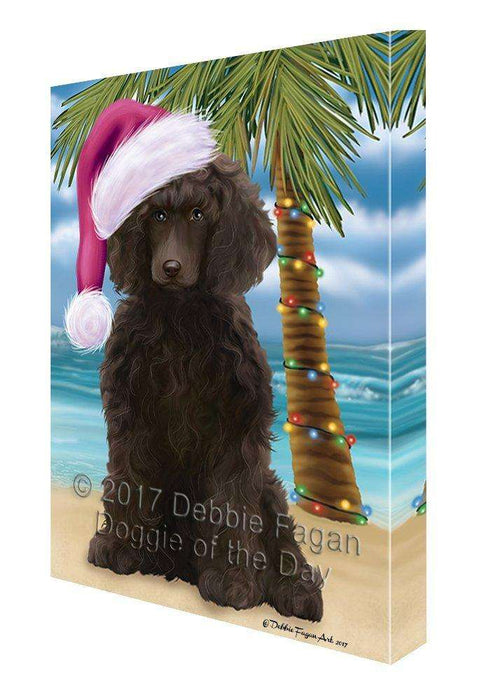 Christmas Happy Holidays Summer Time Poodle Beach Dog Print on Canvas Wall Art CVS1746