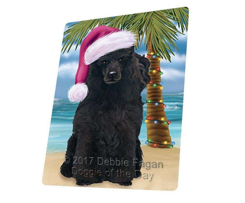 Christmas Happy Holidays Summer Time Poodle Dog on Beach Wearing Santa Hat Cutting Board CUTB603