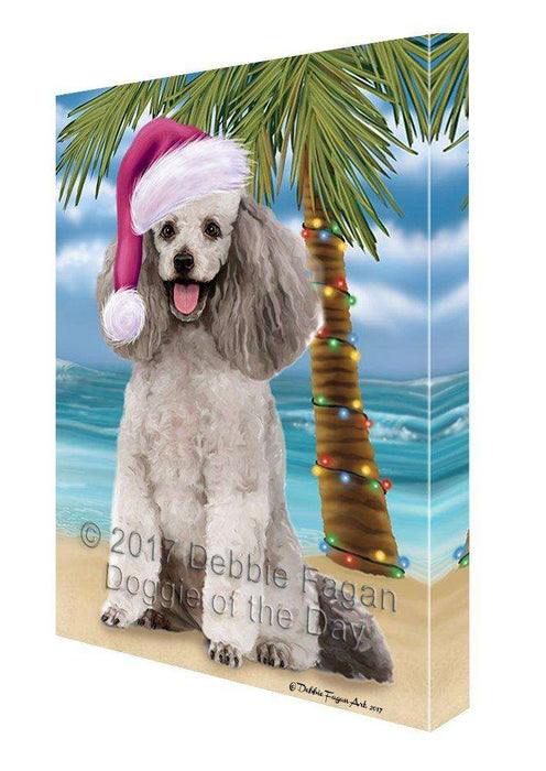 Christmas Happy Holidays Summer Time Poodle Grey Beach Dog Print on Canvas Wall Art CVS1728