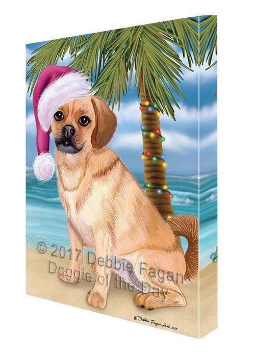 Christmas Happy Holidays Summer Time Puggle Dog Beach Print on Canvas Wall Art CVS1755
