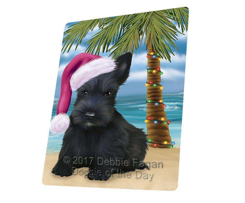 Christmas Happy Holidays Summer Time Scottish Terrier Dog on Beach Wearing Santa Hat Cutting Board CUTB438