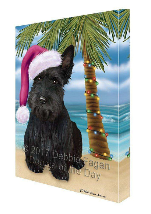 Christmas Happy Holidays Summer Time Scottish Terrier Dog Print on Canvas Wall Art CVS1278