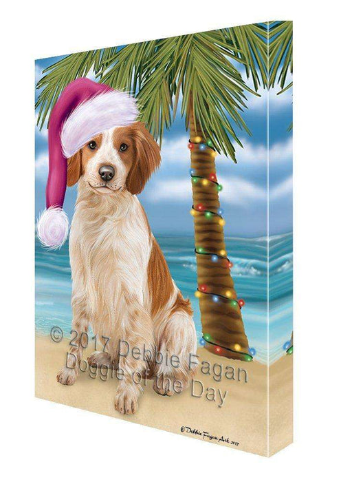 Christmas Happy Holidays Summer Time Spaniel Brittany Dog Print on Canvas Wall Art CVS1233
