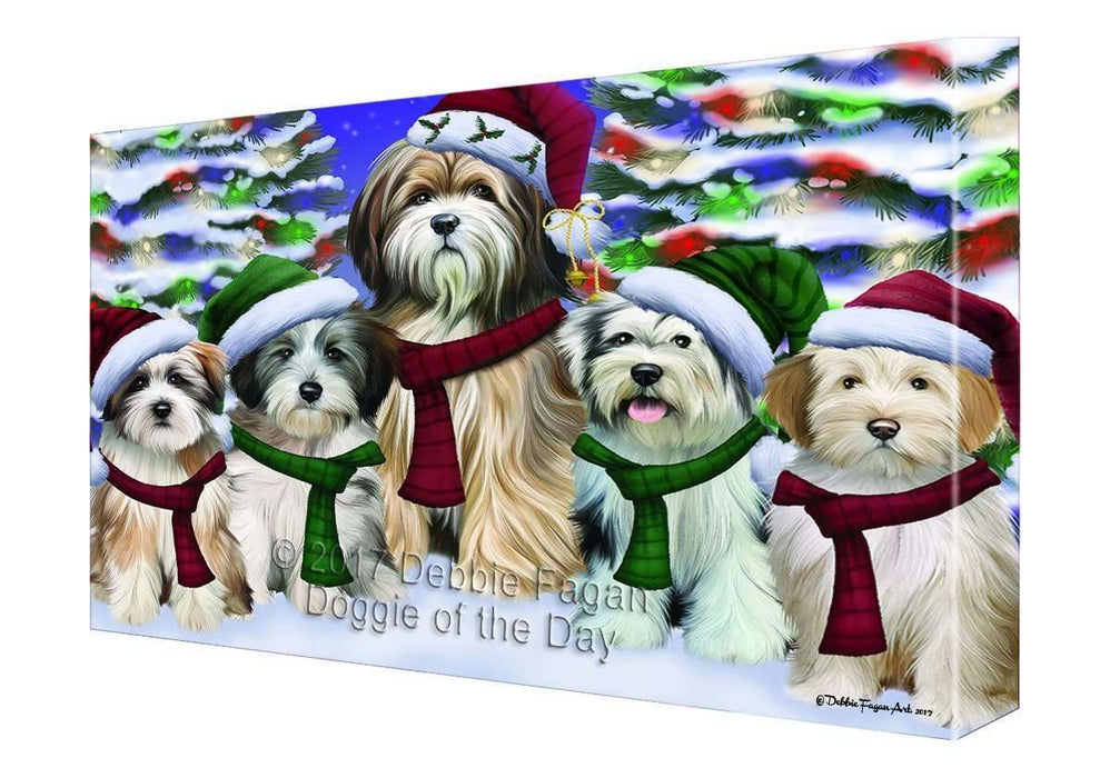 Christmas Happy Holidays Tibetan Terrier Family Portraits Print on Canvas Wall Art CVS082