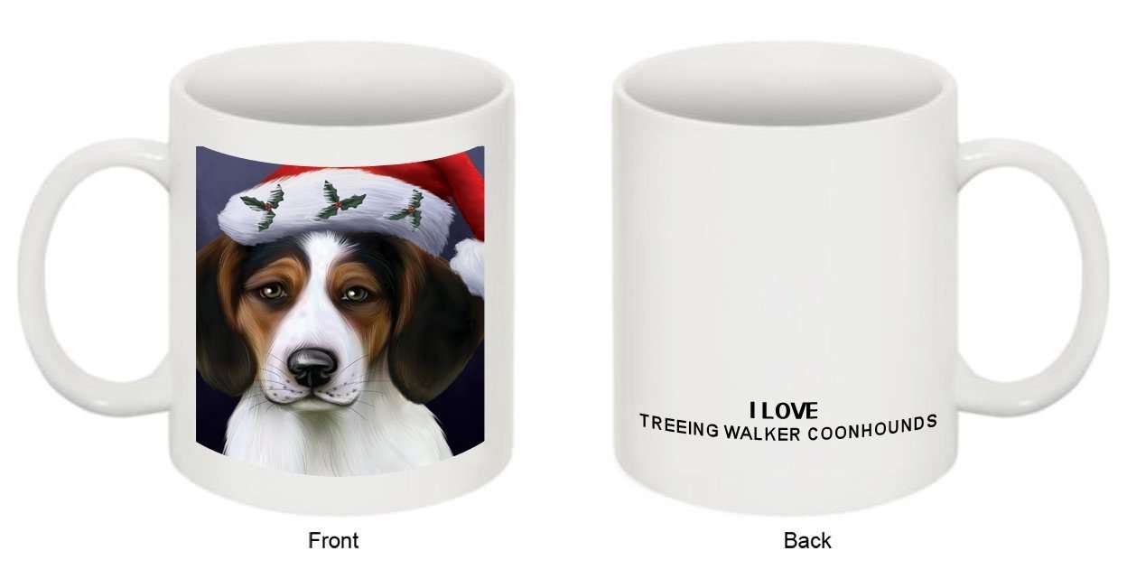 Christmas Happy Holidays Treeing Walker Coonhound Dog Wearing Santa Hat Mug CMG0014