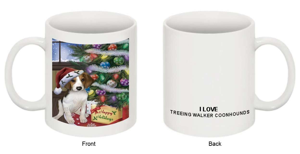 Christmas Happy Holidays Treeing Walker Coonhound Dog with Tree and Presents Mug CMG0106