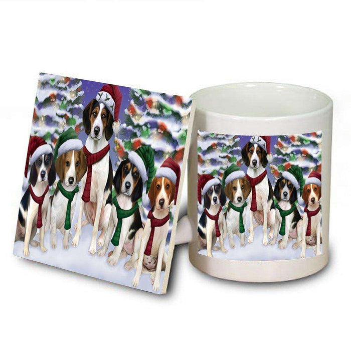 Christmas Happy Holidays Treeing Walker Coonhound Dogs Family Portrait Mug and Coaster Set MUC0022