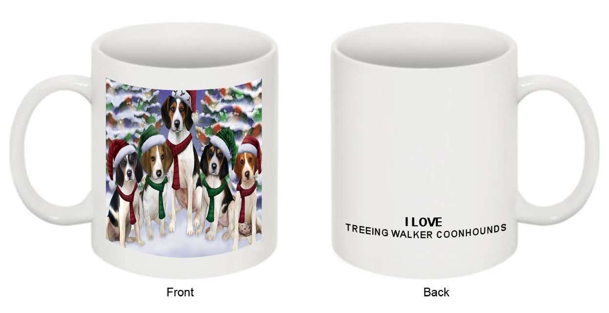 Christmas Happy Holidays Treeing Walker Coonhound Dogs Family Portrait Mug CMG0110
