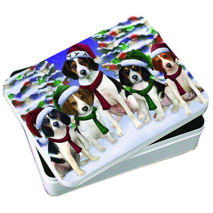 Christmas Happy Holidays Treeing Walker Coonhound Dogs Family Portrait Photo Storage Tin PTIN0022