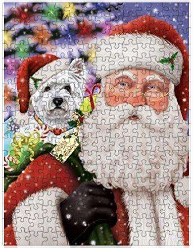 Christmas Happy Holidays West Highland Terriers Dog with Tree and Presents Puzzle with Photo Tin