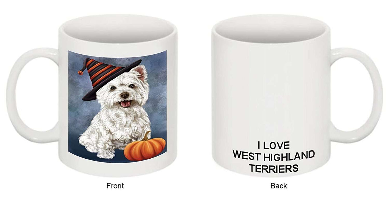 Christmas Happy Holidays West Highland White Terrier Adult Dog Wearing Witch Hat Mug CMG0684