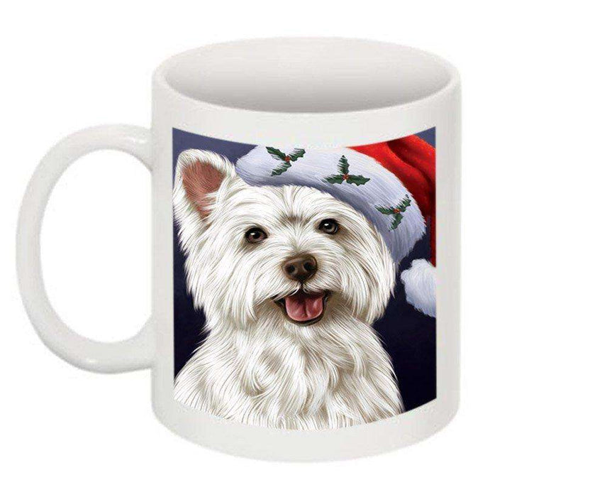 Christmas Happy Holidays West Highland White Terrier Dog Wearing Santa Hat Mug CMG0040