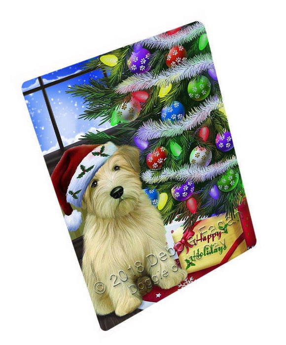 Christmas Happy Holidays Wheaten Terrier Dog with Tree and Presents Blanket BLNKT98643