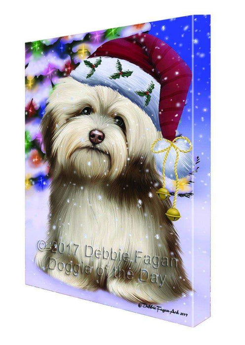 Christmas Happy Holidays Winter Wonderland Havanese Ind Adult Dog Print on Canvas Wall Art CVS1791