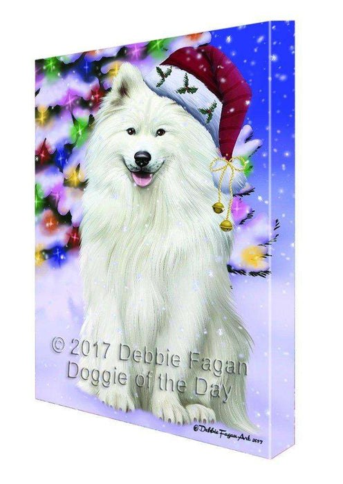 Christmas Happy Holidays Winter Wonderland Samoyed Ind Adult Dog Print on Canvas Wall Art CVS1845