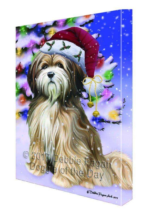 Christmas Happy Holidays Winter Wonderland Tibetan Terrier Ind Adult Dog Print on Canvas Wall Art CVS1872