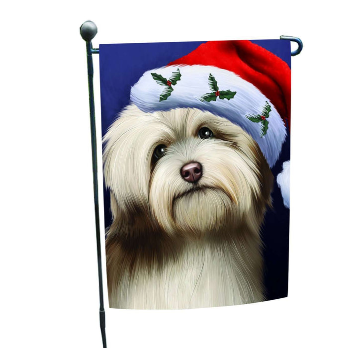 Christmas Holiday Havanese Dog Wearing Santa Hat Portrait Head Garden Flag FLG123