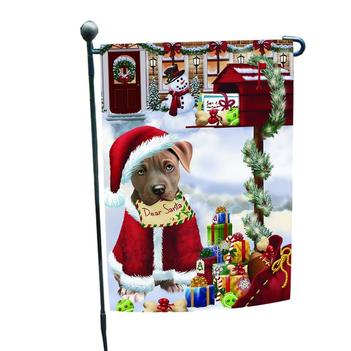 Christmas Holiday MailBox Pit Bull Dog Wearing Santa Hat Garden Flag FLG114