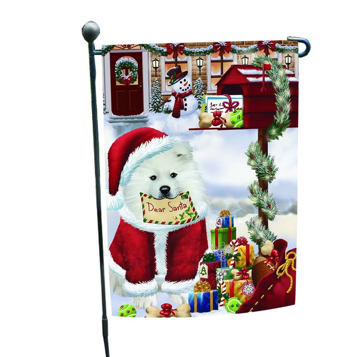 Christmas Holiday MailBox Samoyed Dog Wearing Santa Hat Garden Flag FLG116