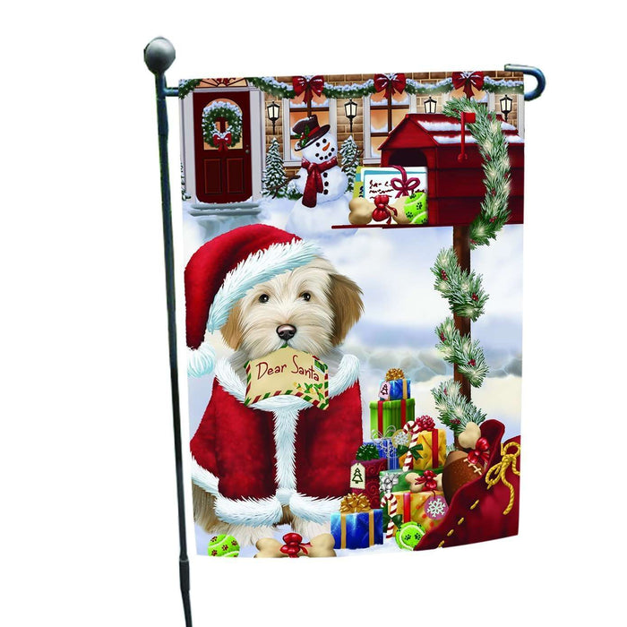 Christmas Holiday MailBox Tibetan Terrier Dog Wearing Santa Hat Garden Flag FLG117
