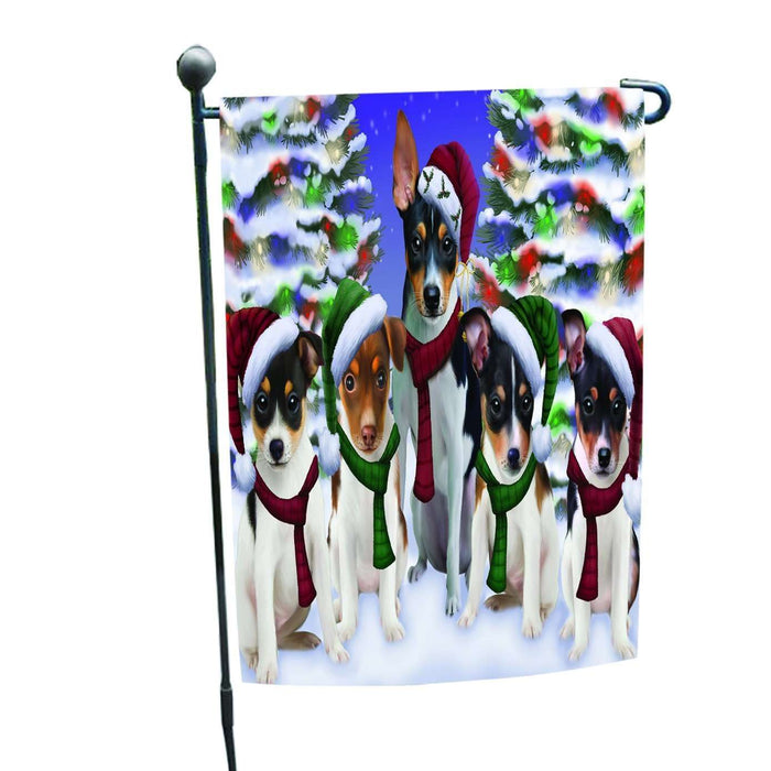 Christmas Holiday Rat Terrier Dog Family Portrait Garden Flag FLG007