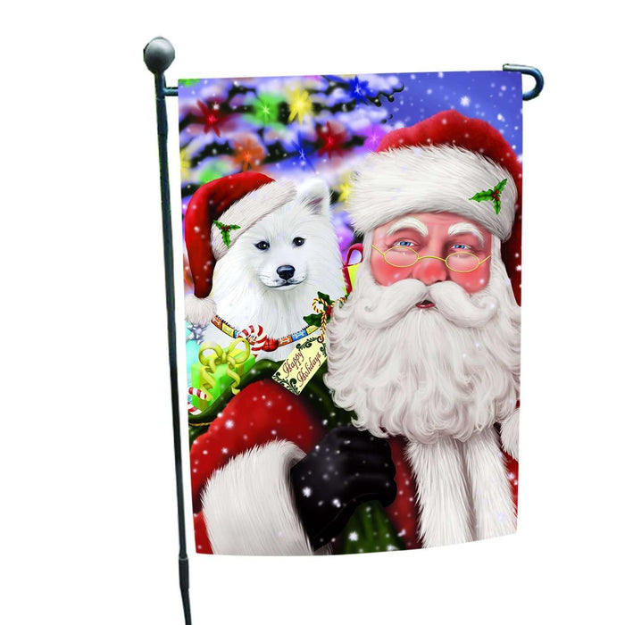 Christmas Holiday Samoyed Dog with Santa Presents Garden Flag FLG131