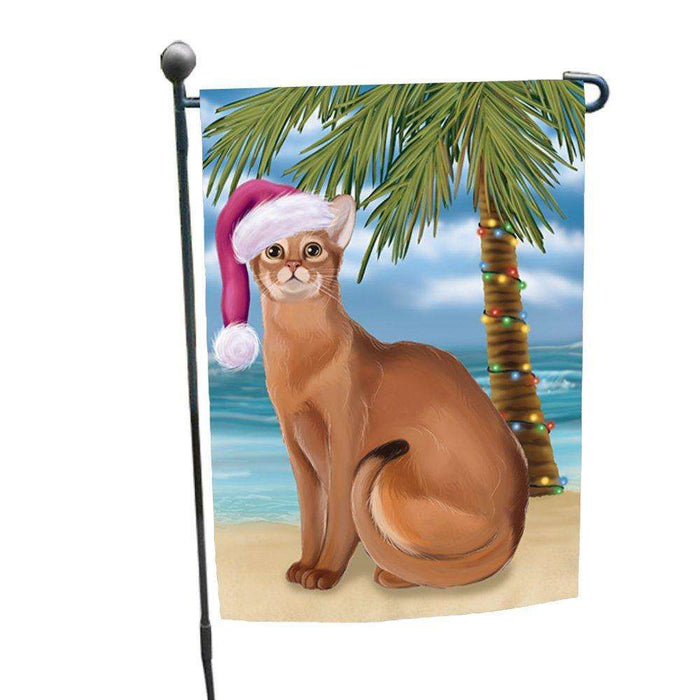 Christmas Holiday Summer Time Abyssinian Cat Wearing Santa Hat Garden Flag FLG143
