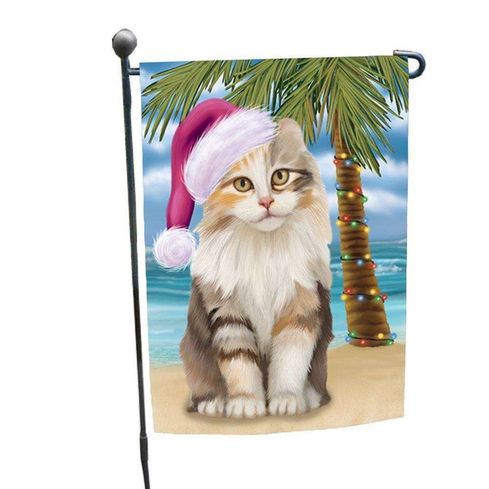 Christmas Holiday Summer Time American Curl Cat Wearing Santa Hat Garden Flag FLG162