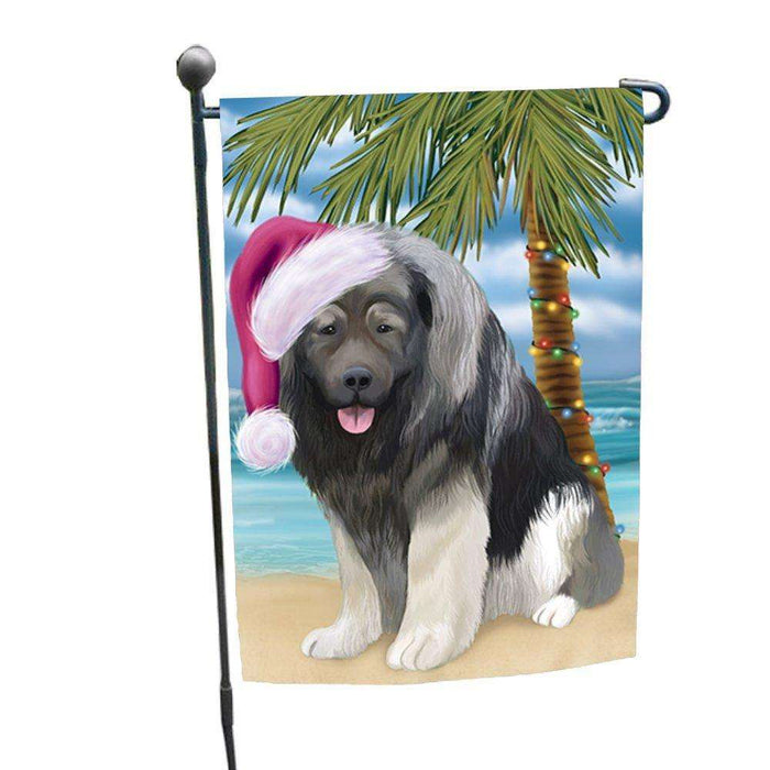 Christmas Holiday Summer Time Caucasian Ovcharka Dog on Beach Wearing Santa Hat Garden Flag FLG175