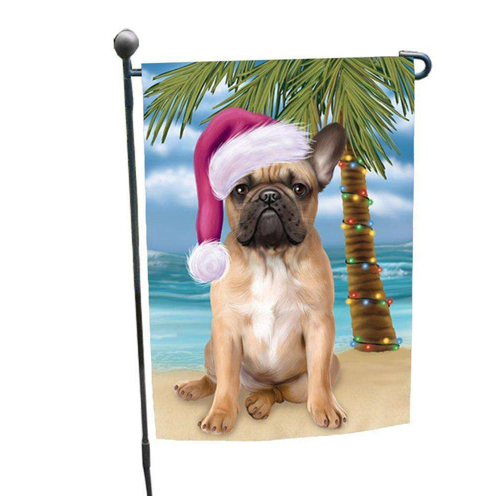 Christmas Holiday Summer Time French Bulldog on Beach Wearing Santa Hat Garden Flag FLG182