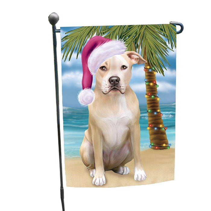 Christmas Holiday Summer Time Pit Bull Dog Wearing Santa Hat Garden Flag FLG194