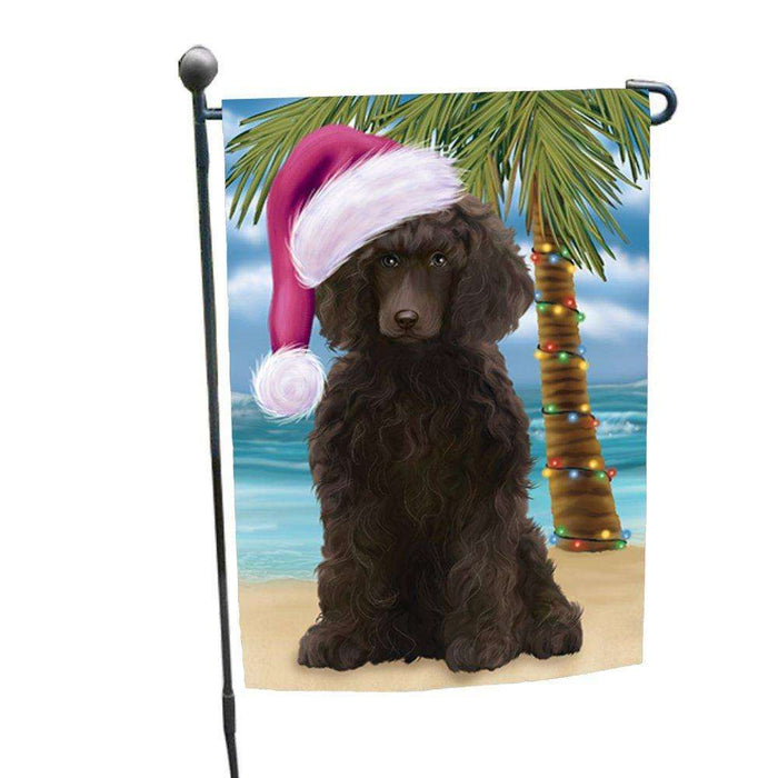 Christmas Holiday Summer Time Poodle Dog Wearing Santa Hat Garden Flag FLG204