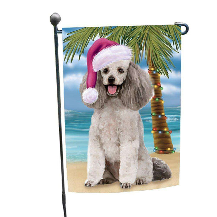 Christmas Holiday Summer Time Poodle Grey Dog Wearing Santa Hat Garden Flag FLG202