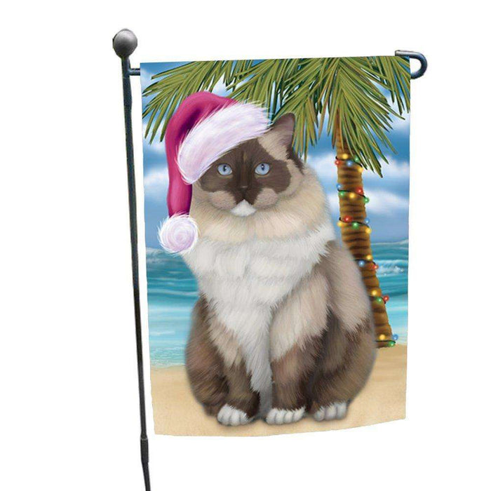 Christmas Holiday Summer Time Ragdoll Cat Wearing Santa Hat Garden Flag FLG206