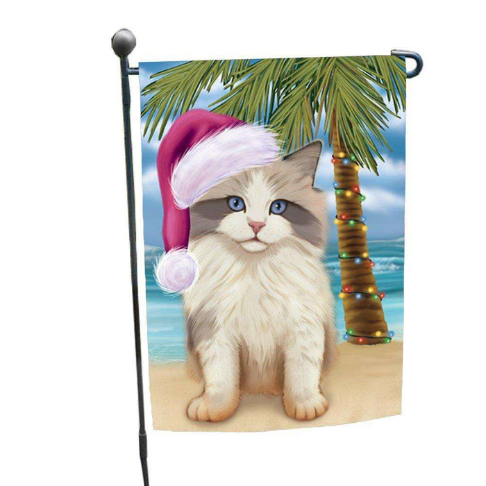 Christmas Holiday Summer Time Ragdoll Kitten Wearing Santa Hat Garden Flag FLG207