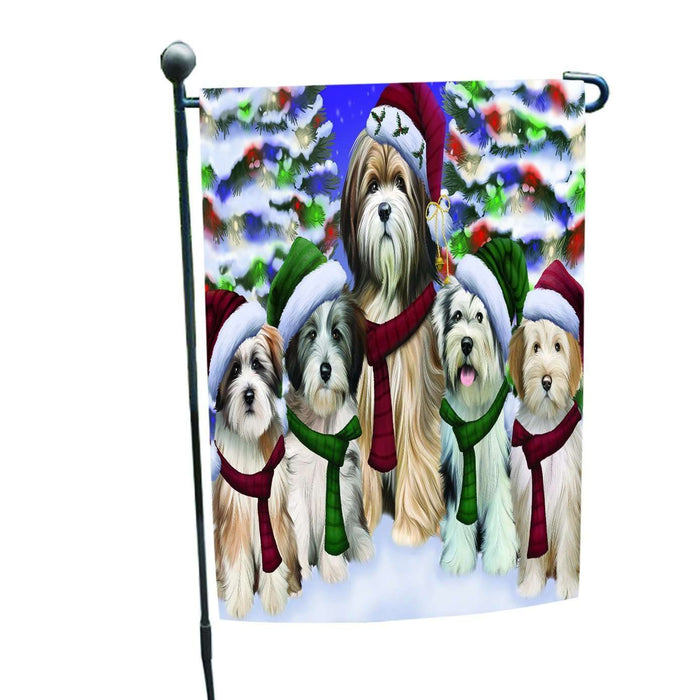 Christmas Holiday Tibetan Terrier Dog Family Portrait Garden Flag FLG009