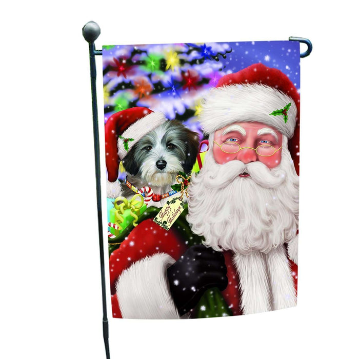 Christmas Holiday Tibetan Terrier Dog with Santa Presents Garden Flag FLG132