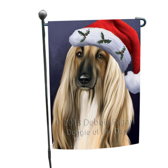 Christmas Holidays Afghan Hound Dog Wearing Santa Hat Portrait Head Garden Flag GFLG53548