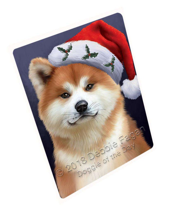 Christmas Holidays Akita Dog Wearing Santa Hat Portrait Head Blanket BLNKT98724