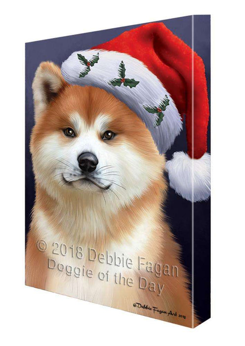 Christmas Holidays Akita Dog Wearing Santa Hat Portrait Head Canvas Print Wall Art Décor CVS99233