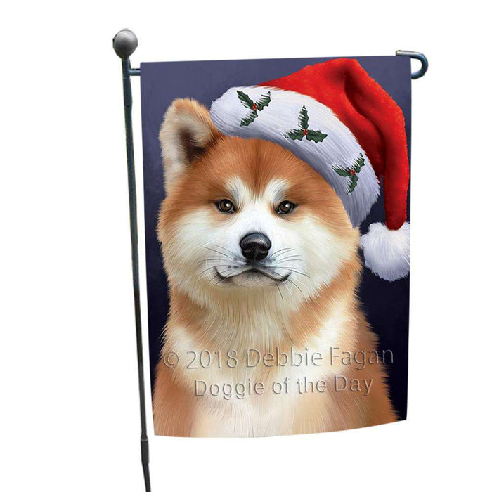 Christmas Holidays Akita Dog Wearing Santa Hat Portrait Head Garden Flag GFLG53549
