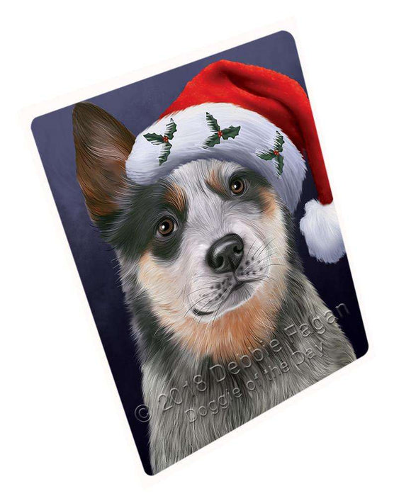 Christmas Holidays Blue Heeler Dog Wearing Santa Hat Portrait Head Blanket BLNKT98778