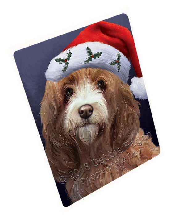 Christmas Holidays Cockapoo Dog Wearing Santa Hat Portrait Head Blanket BLNKT98787